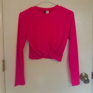 HOT PINK TWIST CROP